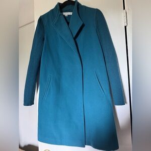Kenneth Cole New York Teal Trench Coat with Ribbed Sleeves